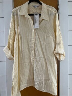 Relaxed Yellow Striped Button-Down Shirt